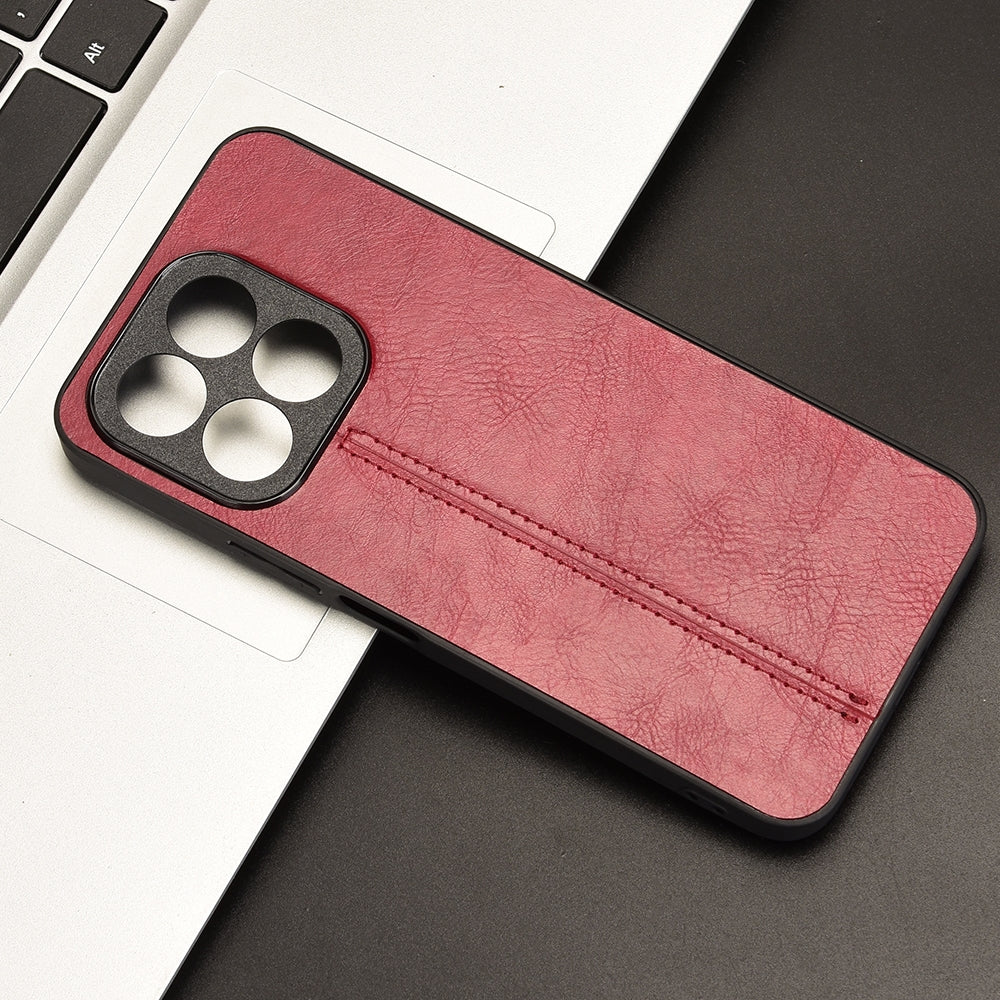 Honor X6b Cow Pattern Sewing Back Cover Phone Case - Premium PU Leather Texture PC + TPU Shockproof Protective Case, Scratch Resistant Slim Lightweight Anti-Fingerprint Full Coverage Mobile Cover