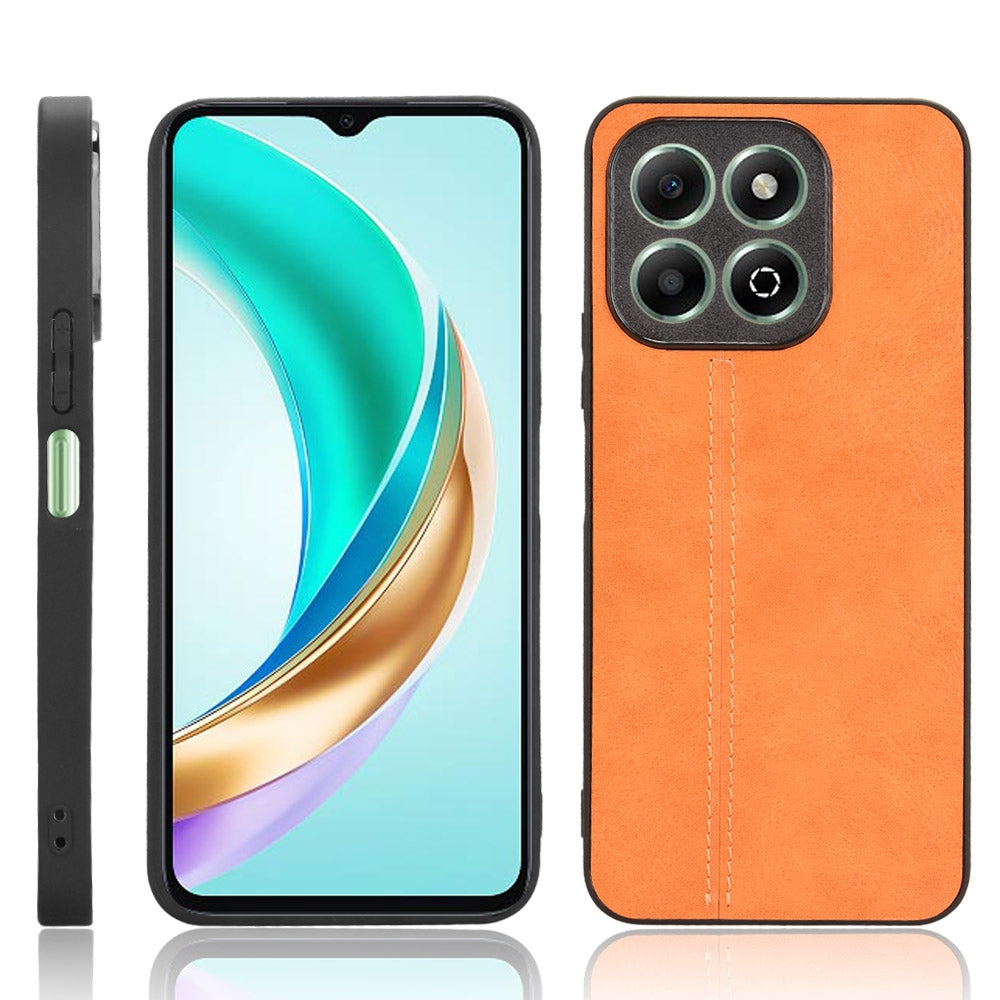 Honor X6b Cow Pattern Sewing Back Cover Phone Case - Premium PU Leather Texture PC + TPU Shockproof Protective Case, Scratch Resistant Slim Lightweight Anti-Fingerprint Full Coverage Mobile Cover