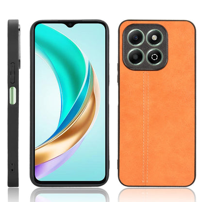 Honor X6b Cow Pattern Sewing Back Cover Phone Case - Premium PU Leather Texture PC + TPU Shockproof Protective Case, Scratch Resistant Slim Lightweight Anti-Fingerprint Full Coverage Mobile Cover