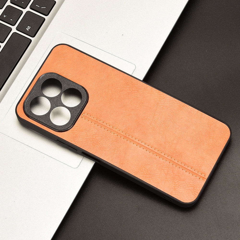 Honor X6b Cow Pattern Sewing Back Cover Phone Case - Premium PU Leather Texture PC + TPU Shockproof Protective Case, Scratch Resistant Slim Lightweight Anti-Fingerprint Full Coverage Mobile Cover