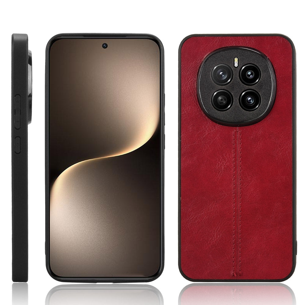 Honor Magic7 Cow Pattern Sewing Back Cover Phone Case - Premium PU Leather Texture PC + TPU Shockproof Protective Case, Scratch Resistant Slim Lightweight Anti-Fingerprint Full Coverage Mobile Cover