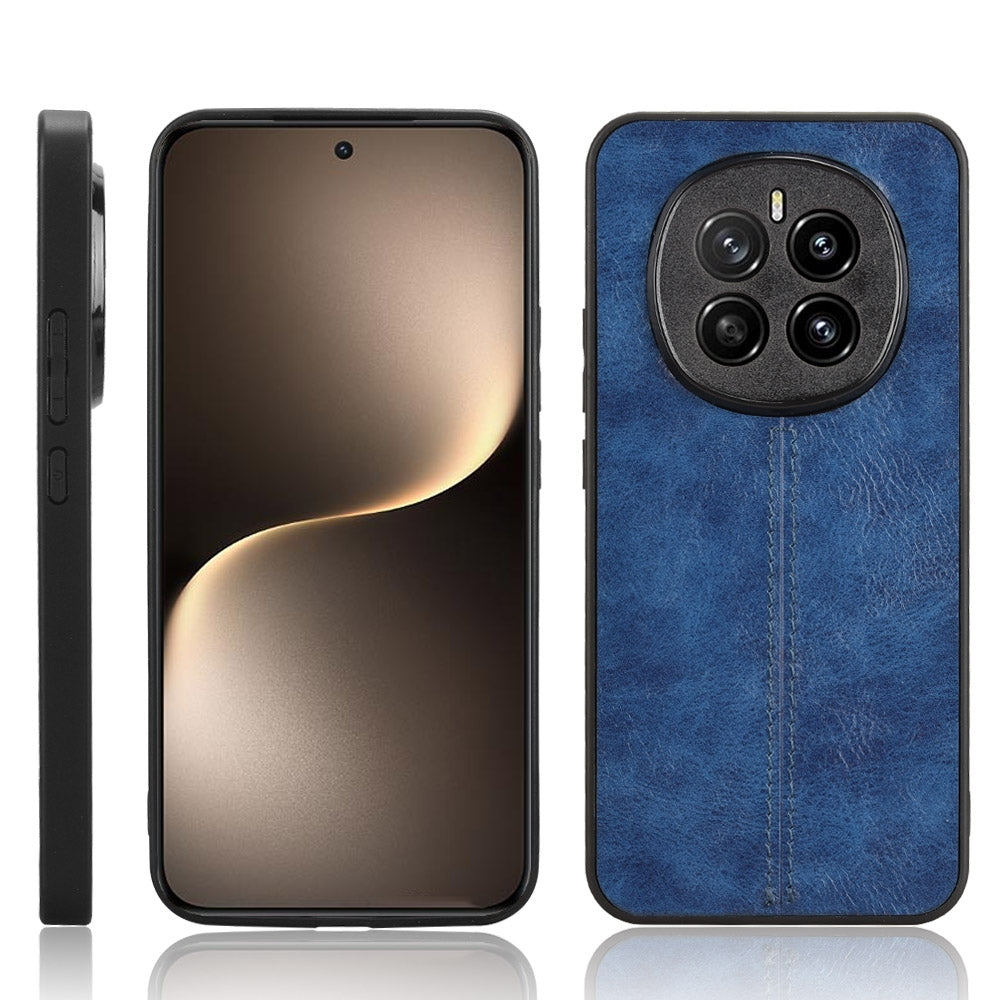 Honor Magic7 Cow Pattern Sewing Back Cover Phone Case - Premium PU Leather Texture PC + TPU Shockproof Protective Case, Scratch Resistant Slim Lightweight Anti-Fingerprint Full Coverage Mobile Cover