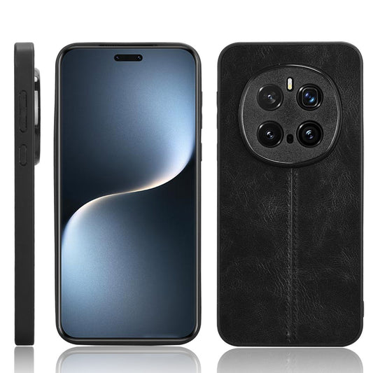 Honor Magic7 Pro Cow Pattern Sewing Back Cover Phone Case - Premium PU Leather Texture PC + TPU Shockproof Protective Case, Scratch Resistant Slim Lightweight Anti-Fingerprint Full Coverage Mobile Cover