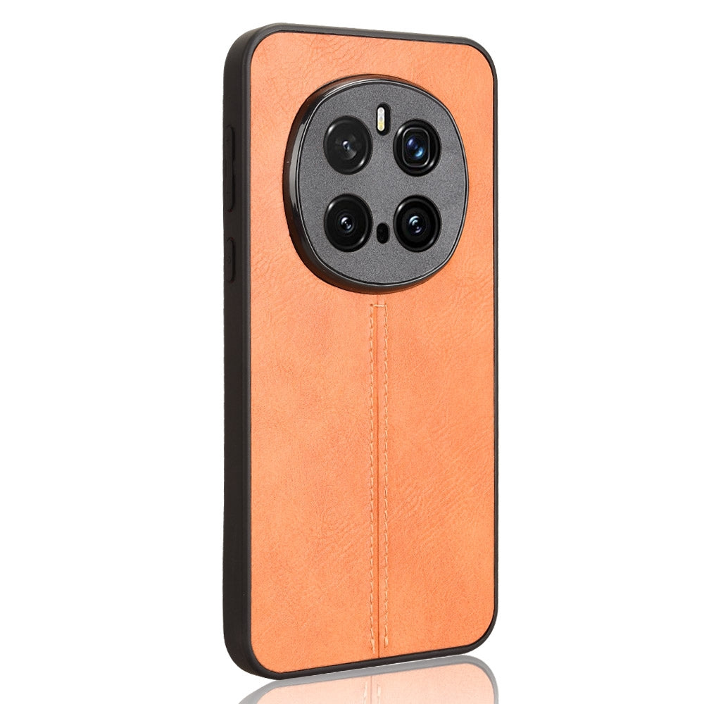 Honor Magic7 Pro Cow Pattern Sewing Back Cover Phone Case - Premium PU Leather Texture PC + TPU Shockproof Protective Case, Scratch Resistant Slim Lightweight Anti-Fingerprint Full Coverage Mobile Cover