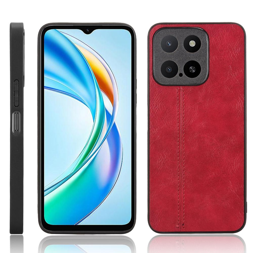 Honor X5b Plus Cow Pattern Sewing Back Cover Phone Case - Premium PU Leather Texture PC + TPU Shockproof Protective Case, Scratch Resistant Slim Lightweight Anti-Fingerprint Full Coverage Mobile Cover