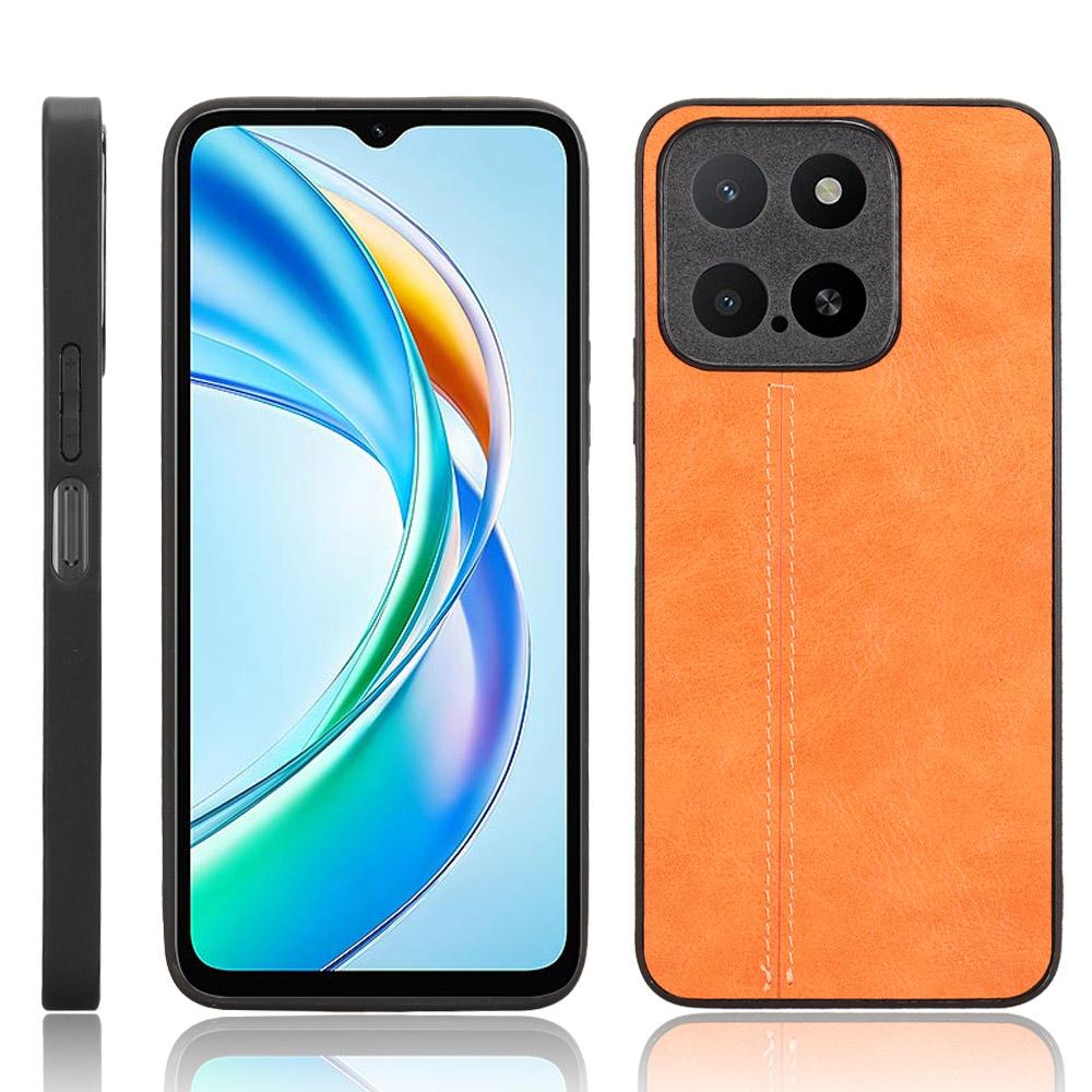 Honor X5b Plus Cow Pattern Sewing Back Cover Phone Case - Premium PU Leather Texture PC + TPU Shockproof Protective Case, Scratch Resistant Slim Lightweight Anti-Fingerprint Full Coverage Mobile Cover