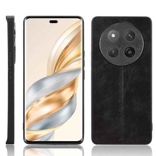 Honor Magic7 Lite Cow Pattern Sewing Back Cover Phone Case - Premium PU Leather Texture PC + TPU Shockproof Protective Case, Scratch Resistant Slim Lightweight Anti-Fingerprint Full Coverage Mobile Cover