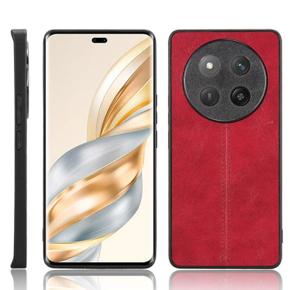 Honor Magic7 Lite Cow Pattern Sewing Back Cover Phone Case - Premium PU Leather Texture PC + TPU Shockproof Protective Case, Scratch Resistant Slim Lightweight Anti-Fingerprint Full Coverage Mobile Cover