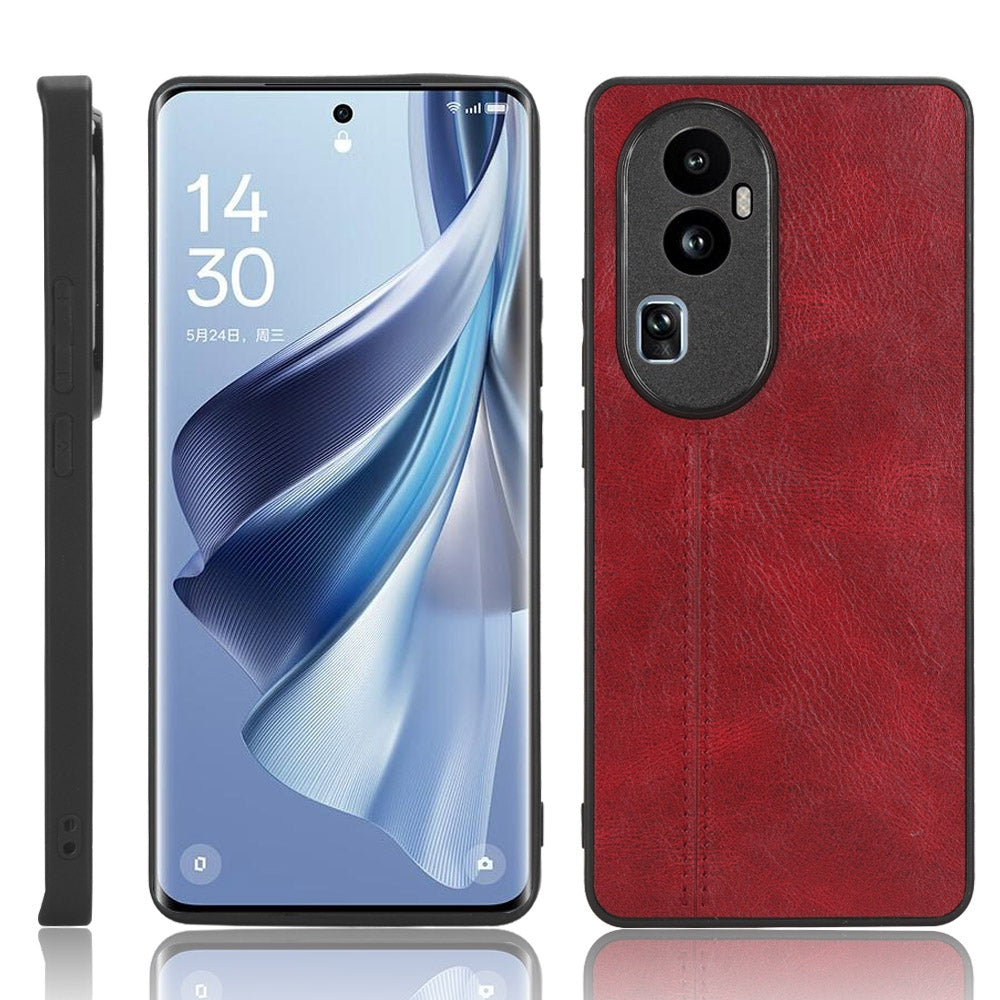 OPPO Reno 10 Pro 5G Cow Pattern Sewing Back Cover Phone Case - Premium PU Leather Texture PC + TPU Shockproof Protective Case, Scratch Resistant Slim Lightweight Anti-Fingerprint Full Coverage Mobile Cover