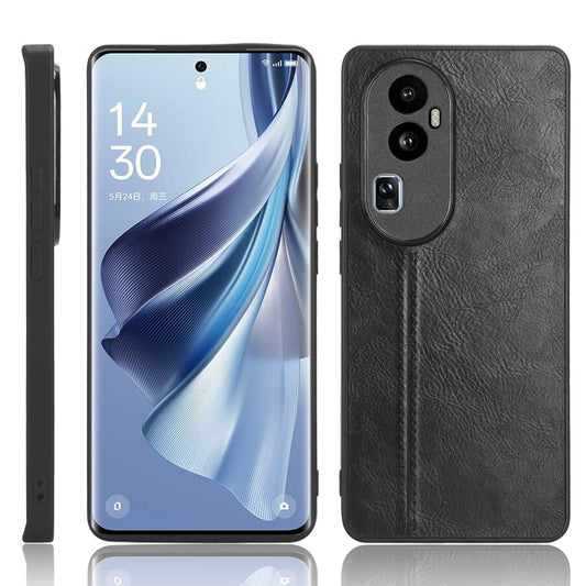 OPPO Reno 10 5G Cow Pattern Sewing Back Cover Phone Case - Premium PU Leather Texture PC + TPU Shockproof Protective Case, Scratch Resistant Slim Lightweight Anti-Fingerprint Full Coverage Mobile Cover