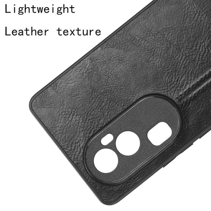 OPPO Reno 10 5G Cow Pattern Sewing Back Cover Phone Case - Premium PU Leather Texture PC + TPU Shockproof Protective Case, Scratch Resistant Slim Lightweight Anti-Fingerprint Full Coverage Mobile Cover