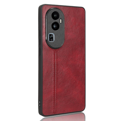 OPPO Reno 10 5G Cow Pattern Sewing Back Cover Phone Case - Premium PU Leather Texture PC + TPU Shockproof Protective Case, Scratch Resistant Slim Lightweight Anti-Fingerprint Full Coverage Mobile Cover