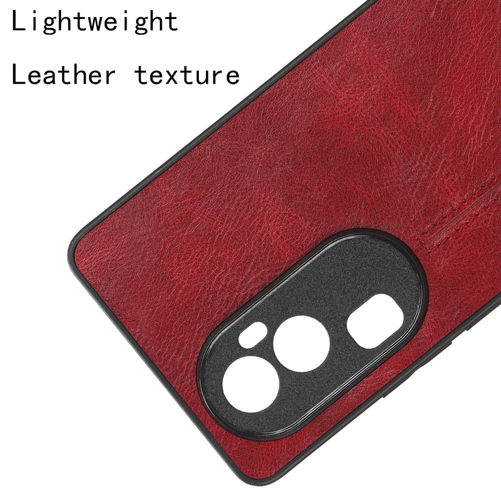 OPPO Reno 10 5G Cow Pattern Sewing Back Cover Phone Case - Premium PU Leather Texture PC + TPU Shockproof Protective Case, Scratch Resistant Slim Lightweight Anti-Fingerprint Full Coverage Mobile Cover