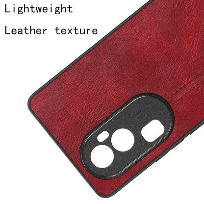 OPPO Reno 10 5G Cow Pattern Sewing Back Cover Phone Case - Premium PU Leather Texture PC + TPU Shockproof Protective Case, Scratch Resistant Slim Lightweight Anti-Fingerprint Full Coverage Mobile Cover