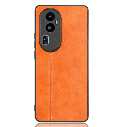 OPPO Reno 10 5G Cow Pattern Sewing Back Cover Phone Case - Premium PU Leather Texture PC + TPU Shockproof Protective Case, Scratch Resistant Slim Lightweight Anti-Fingerprint Full Coverage Mobile Cover