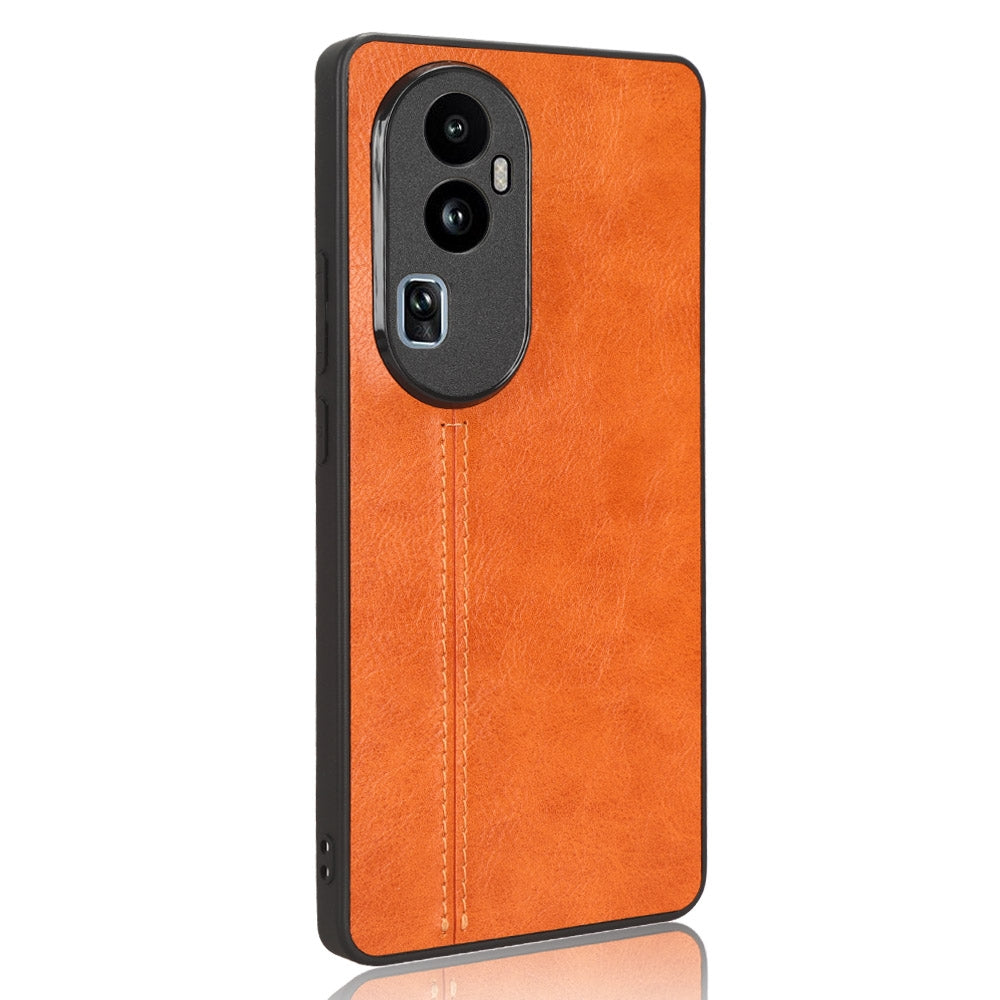 OPPO Reno 10 5G Cow Pattern Sewing Back Cover Phone Case - Premium PU Leather Texture PC + TPU Shockproof Protective Case, Scratch Resistant Slim Lightweight Anti-Fingerprint Full Coverage Mobile Cover