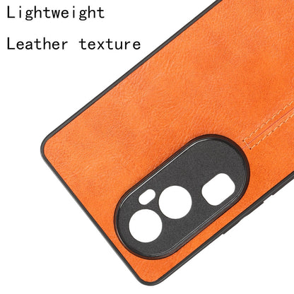 OPPO Reno 10 5G Cow Pattern Sewing Back Cover Phone Case - Premium PU Leather Texture PC + TPU Shockproof Protective Case, Scratch Resistant Slim Lightweight Anti-Fingerprint Full Coverage Mobile Cover