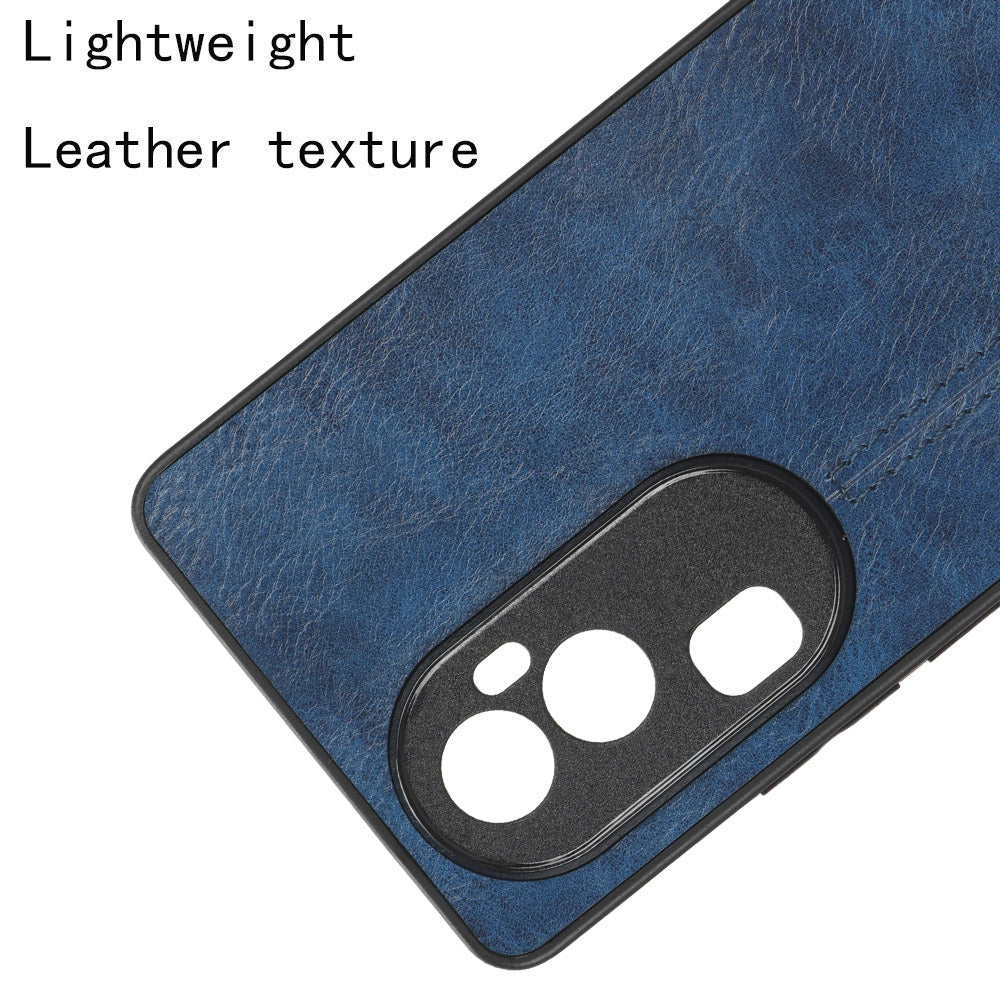 OPPO Reno 10 5G Cow Pattern Sewing Back Cover Phone Case - Premium PU Leather Texture PC + TPU Shockproof Protective Case, Scratch Resistant Slim Lightweight Anti-Fingerprint Full Coverage Mobile Cover