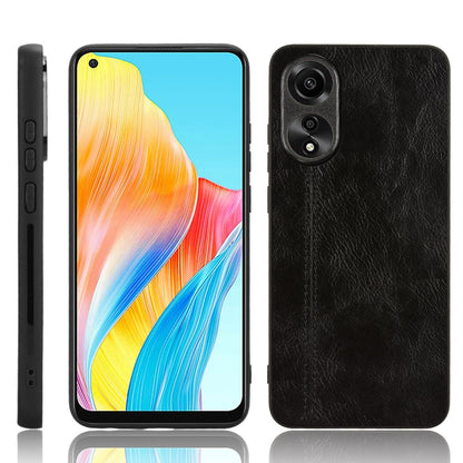 OPPO A78 4G Cow Pattern Sewing Back Cover Phone Case - Premium PU Leather Texture PC + TPU Shockproof Protective Case, Scratch Resistant Slim Lightweight Anti-Fingerprint Full Coverage Mobile Cover