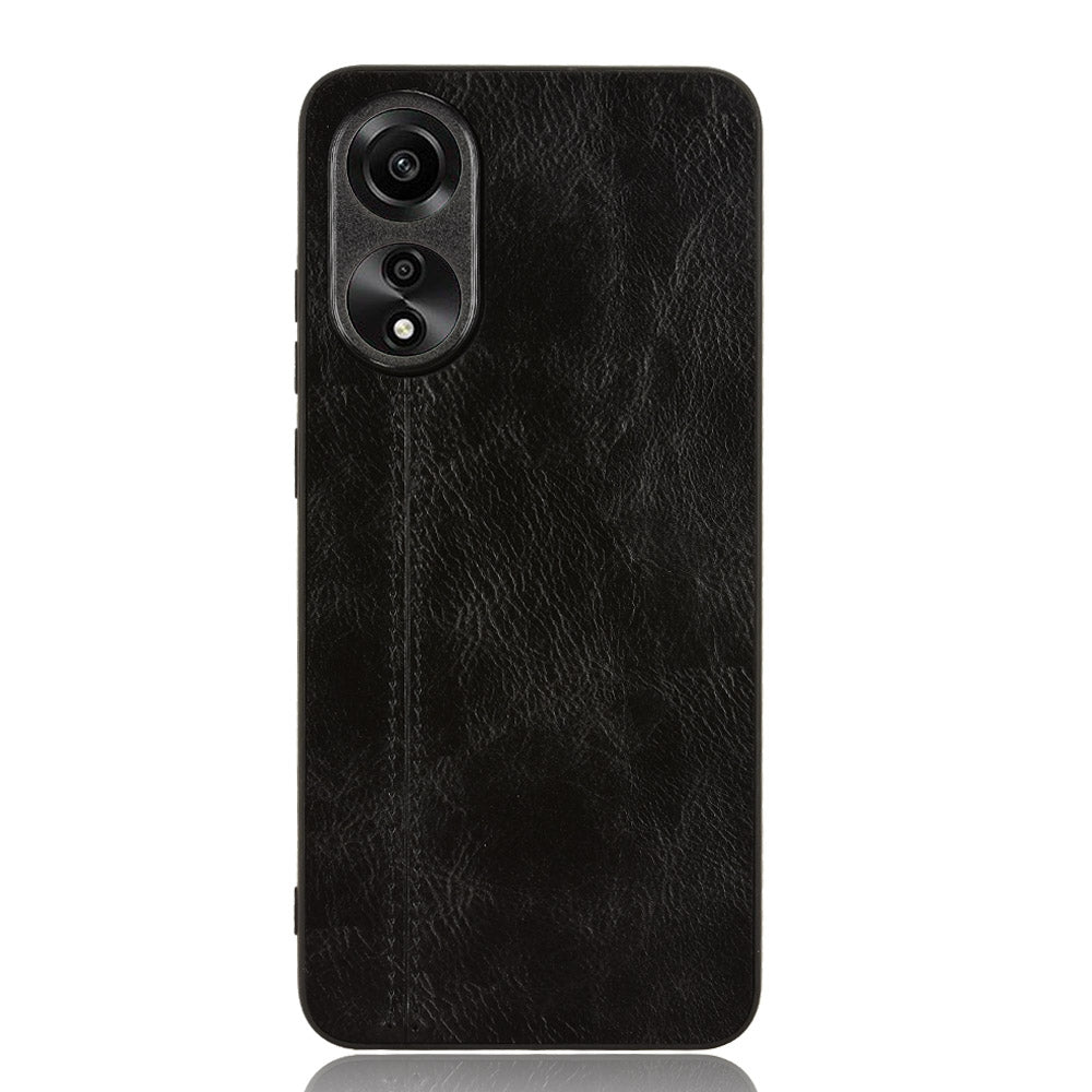 OPPO A78 4G Cow Pattern Sewing Back Cover Phone Case - Premium PU Leather Texture PC + TPU Shockproof Protective Case, Scratch Resistant Slim Lightweight Anti-Fingerprint Full Coverage Mobile Cover