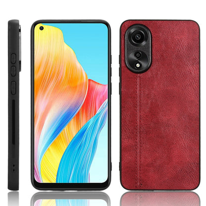 OPPO A78 4G Cow Pattern Sewing Back Cover Phone Case - Premium PU Leather Texture PC + TPU Shockproof Protective Case, Scratch Resistant Slim Lightweight Anti-Fingerprint Full Coverage Mobile Cover