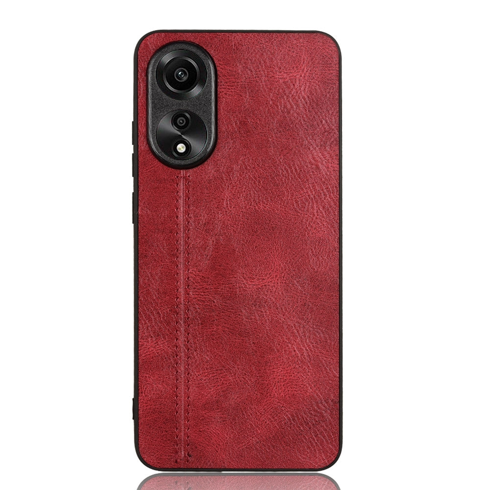 OPPO A78 4G Cow Pattern Sewing Back Cover Phone Case - Premium PU Leather Texture PC + TPU Shockproof Protective Case, Scratch Resistant Slim Lightweight Anti-Fingerprint Full Coverage Mobile Cover