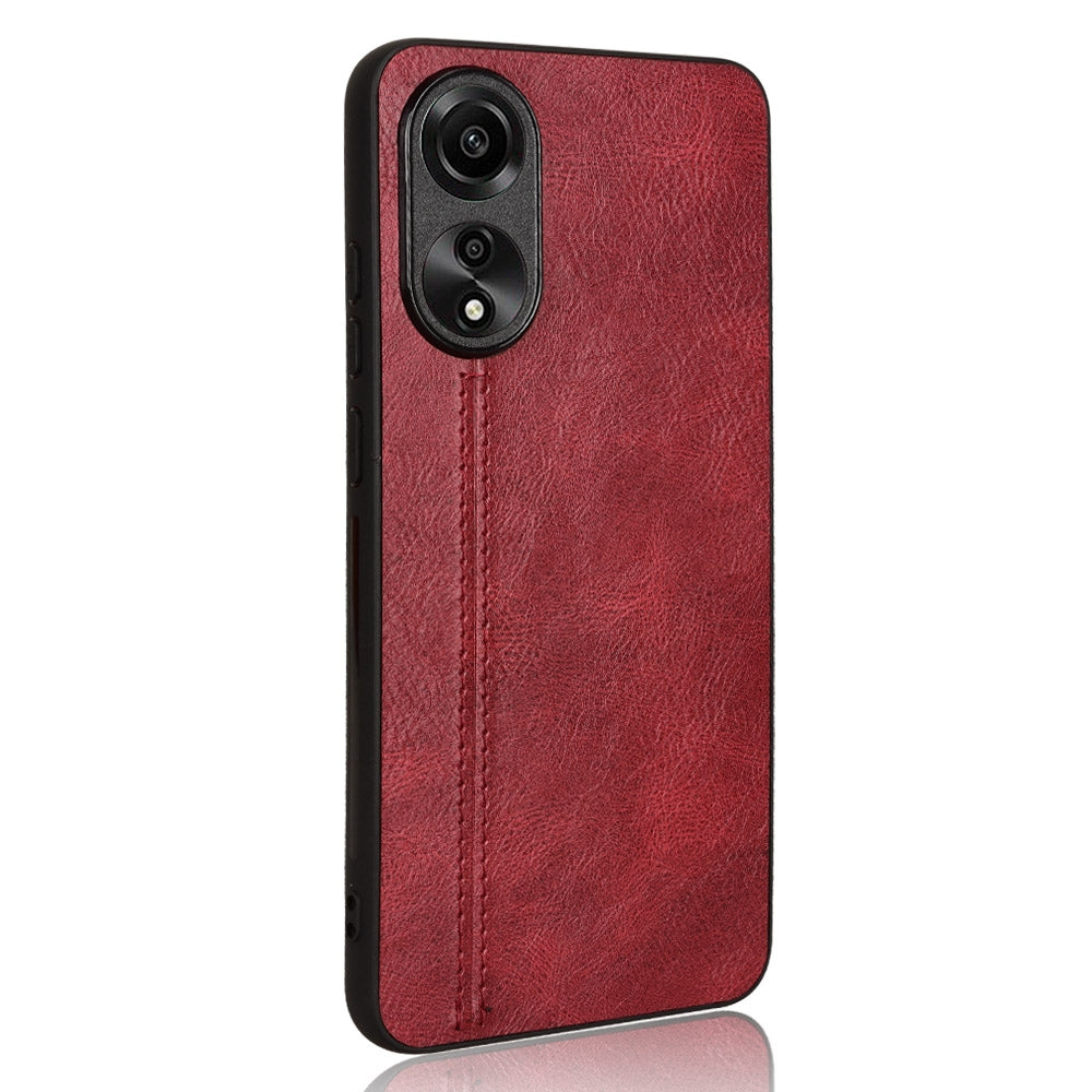 OPPO A78 4G Cow Pattern Sewing Back Cover Phone Case - Premium PU Leather Texture PC + TPU Shockproof Protective Case, Scratch Resistant Slim Lightweight Anti-Fingerprint Full Coverage Mobile Cover
