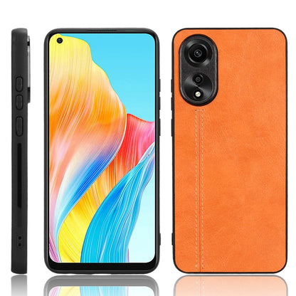 OPPO A78 4G Cow Pattern Sewing Back Cover Phone Case - Premium PU Leather Texture PC + TPU Shockproof Protective Case, Scratch Resistant Slim Lightweight Anti-Fingerprint Full Coverage Mobile Cover