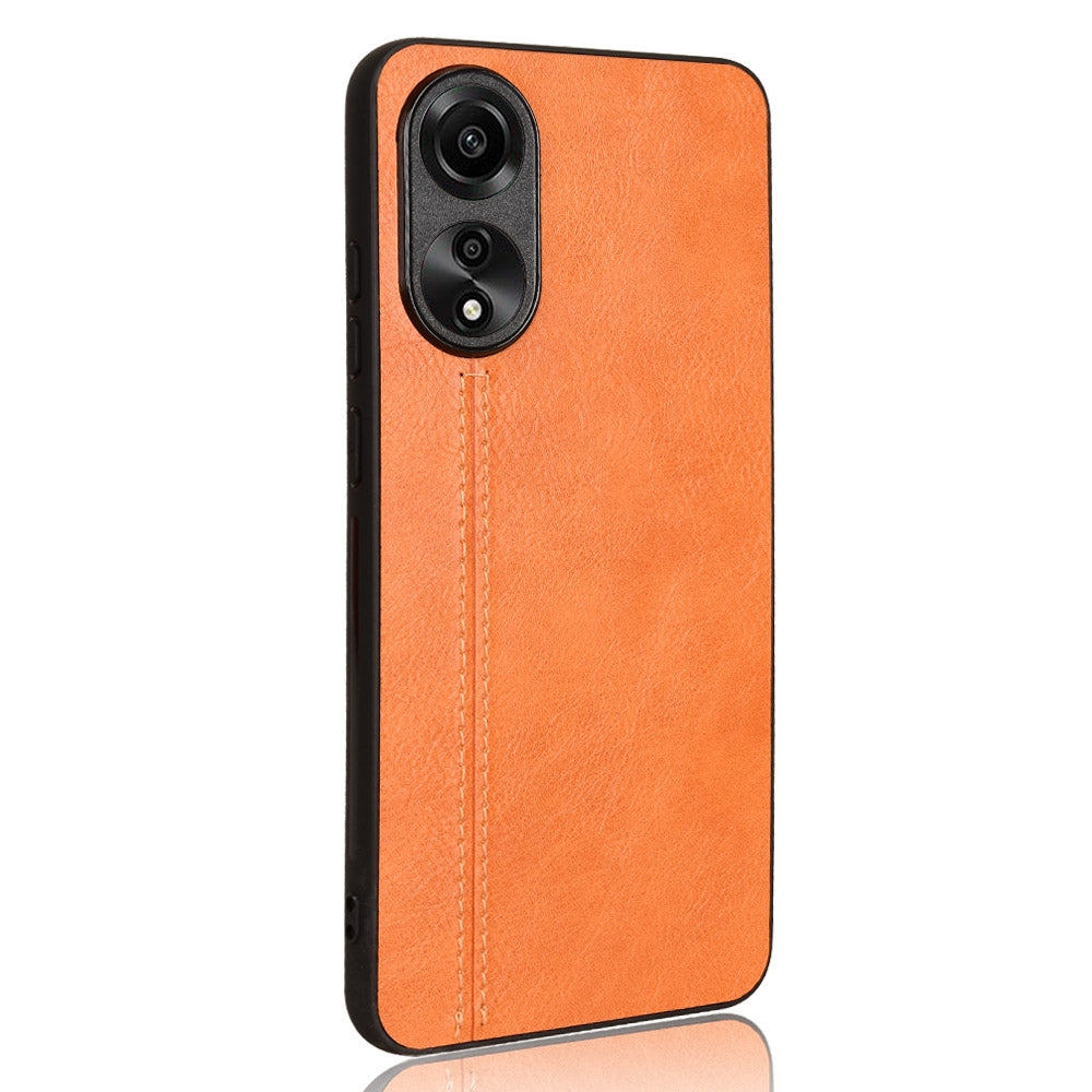 OPPO A78 4G Cow Pattern Sewing Back Cover Phone Case - Premium PU Leather Texture PC + TPU Shockproof Protective Case, Scratch Resistant Slim Lightweight Anti-Fingerprint Full Coverage Mobile Cover