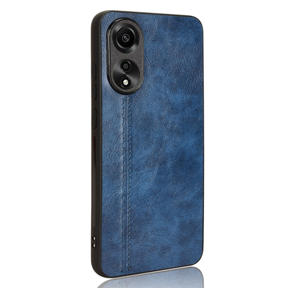 OPPO A78 4G Cow Pattern Sewing Back Cover Phone Case - Premium PU Leather Texture PC + TPU Shockproof Protective Case, Scratch Resistant Slim Lightweight Anti-Fingerprint Full Coverage Mobile Cover