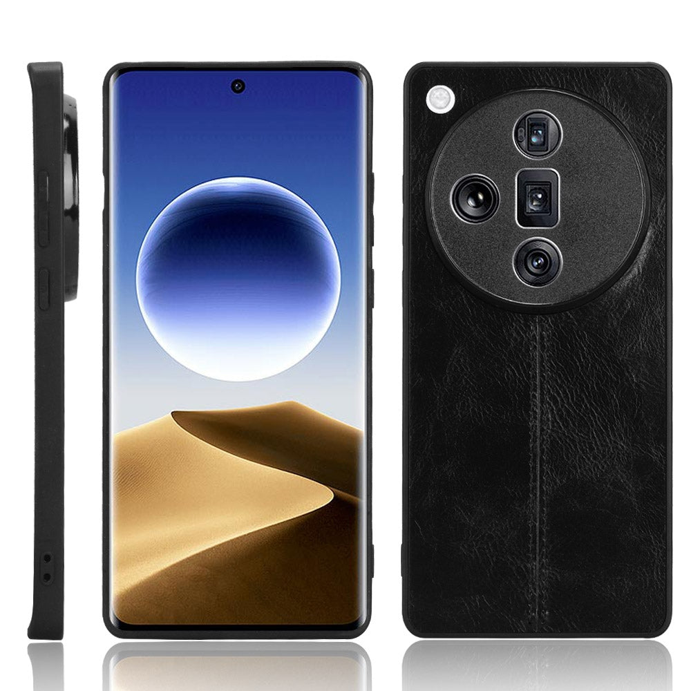OPPO Find X7 Ultra Cow Pattern Sewing Back Cover Phone Case - Premium PU Leather Texture PC + TPU Shockproof Protective Case, Scratch Resistant Slim Lightweight Anti-Fingerprint Full Coverage Mobile Cover