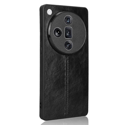OPPO Find X7 Cow Pattern Sewing Back Cover Phone Case - Premium PU Leather Texture PC + TPU Shockproof Protective Case, Scratch Resistant Slim Lightweight Anti-Fingerprint Full Coverage Mobile Cover