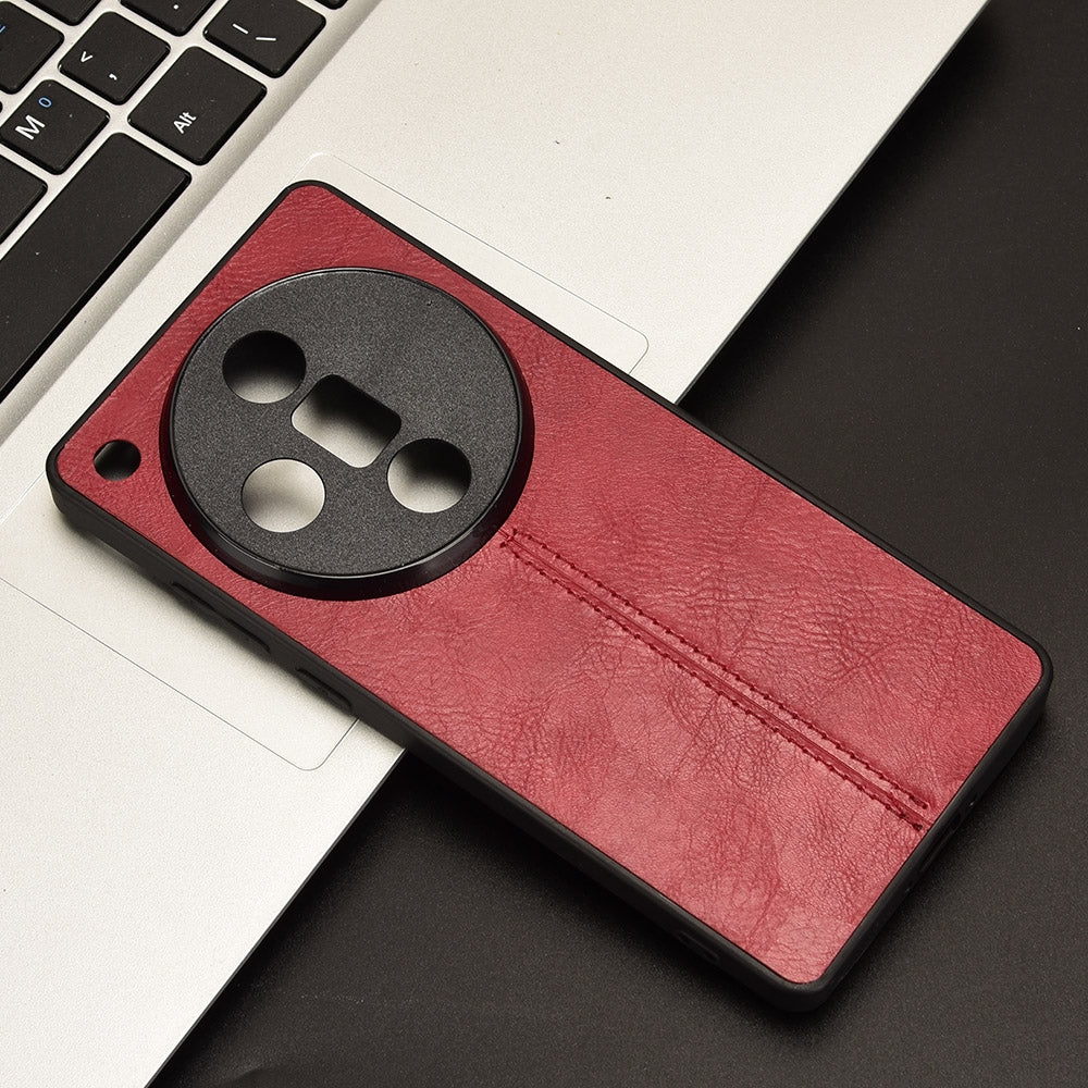 OPPO Find X7 Cow Pattern Sewing Back Cover Phone Case - Premium PU Leather Texture PC + TPU Shockproof Protective Case, Scratch Resistant Slim Lightweight Anti-Fingerprint Full Coverage Mobile Cover
