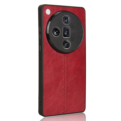 OPPO Find X7 Cow Pattern Sewing Back Cover Phone Case - Premium PU Leather Texture PC + TPU Shockproof Protective Case, Scratch Resistant Slim Lightweight Anti-Fingerprint Full Coverage Mobile Cover