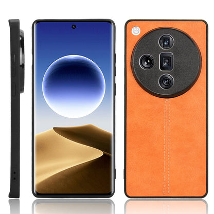 OPPO Find X7 Cow Pattern Sewing Back Cover Phone Case - Premium PU Leather Texture PC + TPU Shockproof Protective Case, Scratch Resistant Slim Lightweight Anti-Fingerprint Full Coverage Mobile Cover