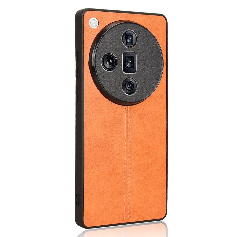 OPPO Find X7 Cow Pattern Sewing Back Cover Phone Case - Premium PU Leather Texture PC + TPU Shockproof Protective Case, Scratch Resistant Slim Lightweight Anti-Fingerprint Full Coverage Mobile Cover