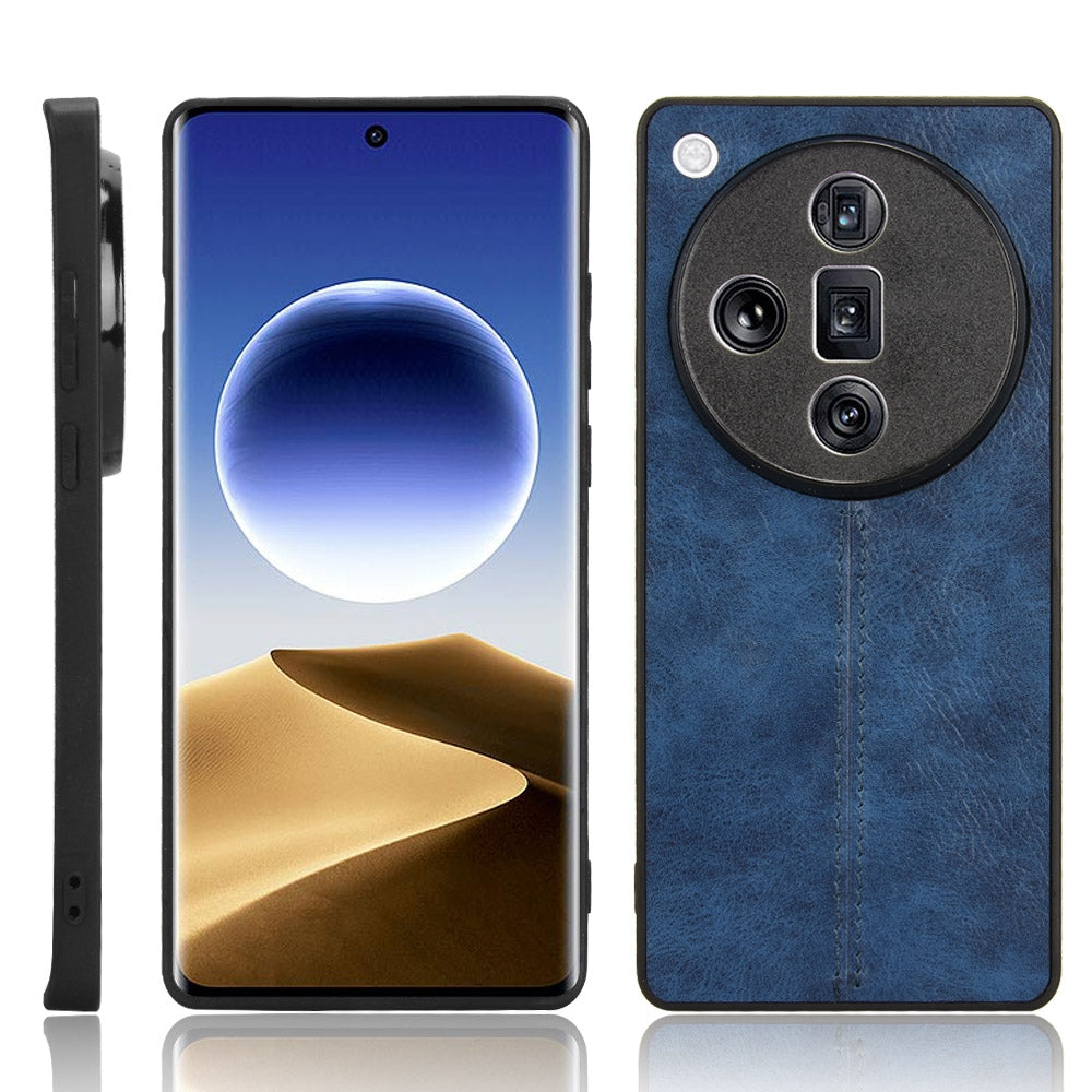OPPO Find X7 Cow Pattern Sewing Back Cover Phone Case - Premium PU Leather Texture PC + TPU Shockproof Protective Case, Scratch Resistant Slim Lightweight Anti-Fingerprint Full Coverage Mobile Cover