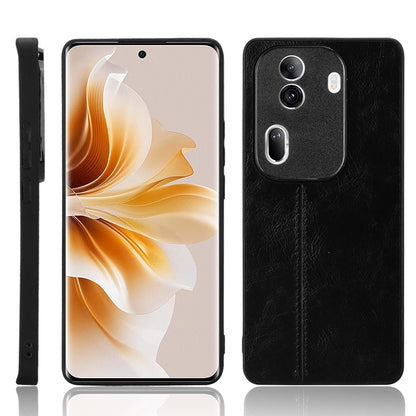 OPPO Reno11 Pro Cow Pattern Sewing Back Cover Phone Case - Premium PU Leather Texture PC + TPU Shockproof Protective Case, Scratch Resistant Slim Lightweight Anti-Fingerprint Full Coverage Mobile Cover