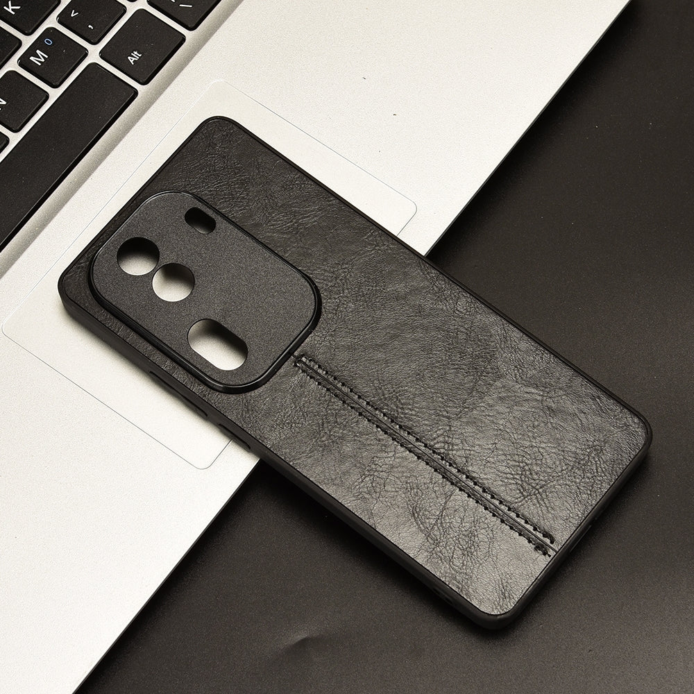 OPPO Reno11 Pro Cow Pattern Sewing Back Cover Phone Case - Premium PU Leather Texture PC + TPU Shockproof Protective Case, Scratch Resistant Slim Lightweight Anti-Fingerprint Full Coverage Mobile Cover