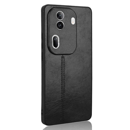 OPPO Reno11 Pro Cow Pattern Sewing Back Cover Phone Case - Premium PU Leather Texture PC + TPU Shockproof Protective Case, Scratch Resistant Slim Lightweight Anti-Fingerprint Full Coverage Mobile Cover