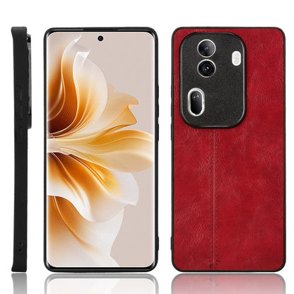 OPPO Reno11 Pro Cow Pattern Sewing Back Cover Phone Case - Premium PU Leather Texture PC + TPU Shockproof Protective Case, Scratch Resistant Slim Lightweight Anti-Fingerprint Full Coverage Mobile Cover