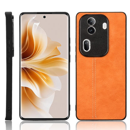 OPPO Reno11 Pro Cow Pattern Sewing Back Cover Phone Case - Premium PU Leather Texture PC + TPU Shockproof Protective Case, Scratch Resistant Slim Lightweight Anti-Fingerprint Full Coverage Mobile Cover