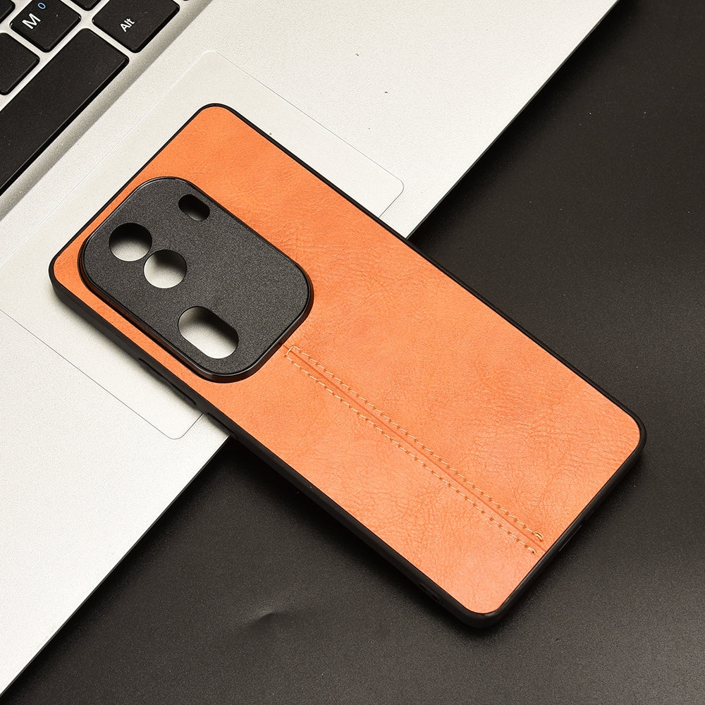 OPPO Reno11 Pro Cow Pattern Sewing Back Cover Phone Case - Premium PU Leather Texture PC + TPU Shockproof Protective Case, Scratch Resistant Slim Lightweight Anti-Fingerprint Full Coverage Mobile Cover