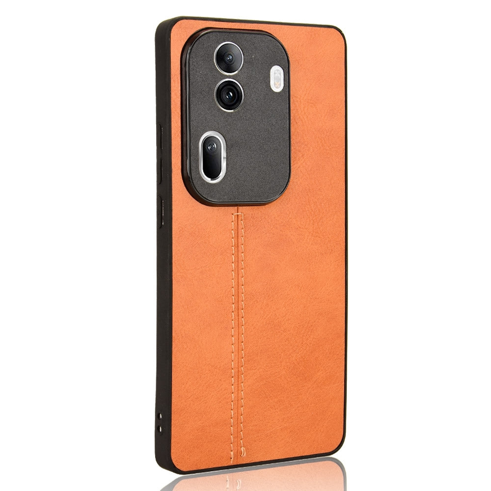 OPPO Reno11 Pro Cow Pattern Sewing Back Cover Phone Case - Premium PU Leather Texture PC + TPU Shockproof Protective Case, Scratch Resistant Slim Lightweight Anti-Fingerprint Full Coverage Mobile Cover