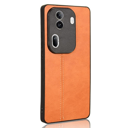 OPPO Reno11 Pro Cow Pattern Sewing Back Cover Phone Case - Premium PU Leather Texture PC + TPU Shockproof Protective Case, Scratch Resistant Slim Lightweight Anti-Fingerprint Full Coverage Mobile Cover