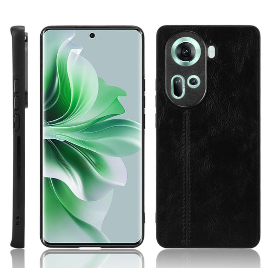 OPPO Reno11 5G Cow Pattern Sewing Back Cover Phone Case - Premium PU Leather Texture PC + TPU Shockproof Protective Case, Scratch Resistant Slim Lightweight Anti-Fingerprint Full Coverage Mobile Cover