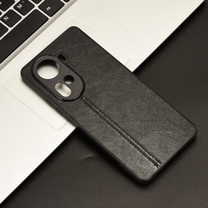 OPPO Reno11 5G Cow Pattern Sewing Back Cover Phone Case - Premium PU Leather Texture PC + TPU Shockproof Protective Case, Scratch Resistant Slim Lightweight Anti-Fingerprint Full Coverage Mobile Cover