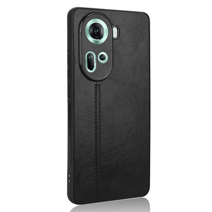 OPPO Reno11 5G Cow Pattern Sewing Back Cover Phone Case - Premium PU Leather Texture PC + TPU Shockproof Protective Case, Scratch Resistant Slim Lightweight Anti-Fingerprint Full Coverage Mobile Cover