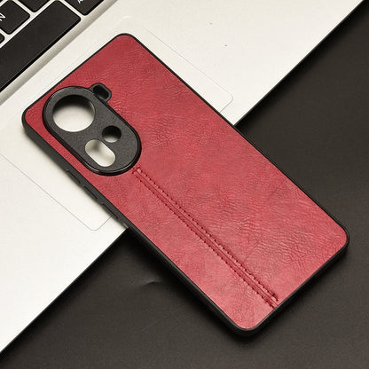 OPPO Reno11 5G Cow Pattern Sewing Back Cover Phone Case - Premium PU Leather Texture PC + TPU Shockproof Protective Case, Scratch Resistant Slim Lightweight Anti-Fingerprint Full Coverage Mobile Cover