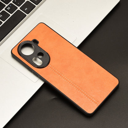 OPPO Reno11 5G Cow Pattern Sewing Back Cover Phone Case - Premium PU Leather Texture PC + TPU Shockproof Protective Case, Scratch Resistant Slim Lightweight Anti-Fingerprint Full Coverage Mobile Cover